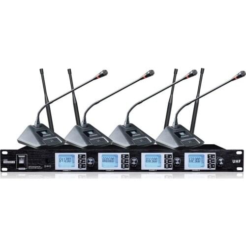 Bolymic Professional Desktop Conference microfoon Mic 4 Channel UHF Wireless Microphone System