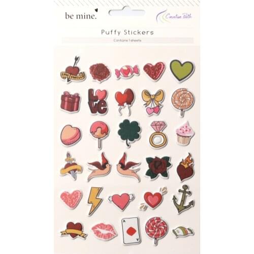CRZCrafter Puffy Motif Stickers Valentines Self Adhesive Embellishments DIY Craft For Scrapbooking Cardmaking Journal Decoration