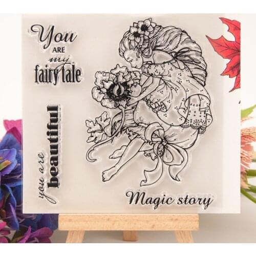 Beauty Flower Transparent Seal Clear Silicone Stamp Cutting DIY Scrapbooking Rubber Coloring Embossing Decor Reusable 10*10cm