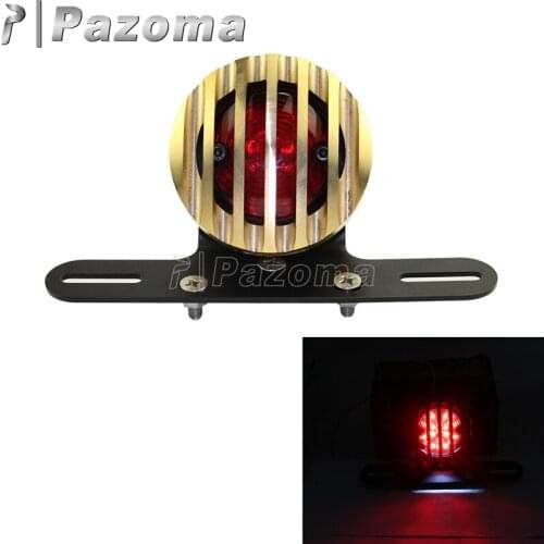 Brass Led Brake Light Motorcycle Red Stop Light Motorbike Taillights Universal For Harley Bobber Choppers Rat Hot Custom