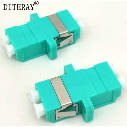 LC UPC duplex fiber optic adapter OM3 Aqua Multimode DX coupler connector