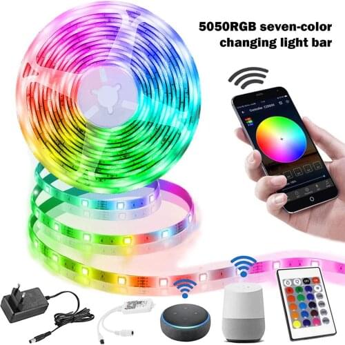 WiFi Strip Lights Music Sync 5050 RGB LED Lights Tape 24 Keys Remote Control 24 Keys Remote Control Timer Mode Decoration