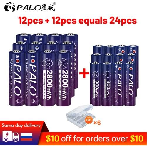 PALO 1.5V AA+AAA Lithium Battery Rechargeable AA Li-ion AAA Battery For Torch Toys Clock MP3 Player Replace AA Lithium Battery