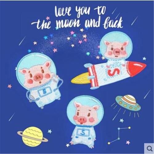 Maxsin High Quality Lovely Little Pig Sticker Cartoon Animal Patches Iron On Clothes Child Bag Garment Decoration Applique DIY