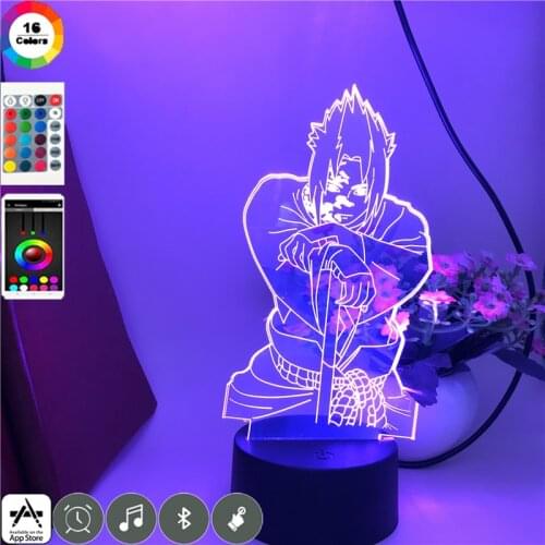 Naruto Anime 3d Lamp Uchiha Sasuke Figure LED Night Light for Bedroom Home Decor Child Kids Birthday Christmas Gift Naruto Light