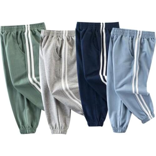 2021 Spring New Style Childrens Clothes Baby Boys Pure Cotton Pockets Long Pants Outdoor Casual High Quality Sports Trousers