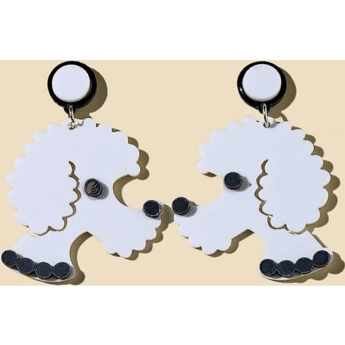 New Fashion White Acrylic Dog Drop Earrings For Women Girls Cartoon Animal Big Long Dangle Earrings Party Jewelry Gifts