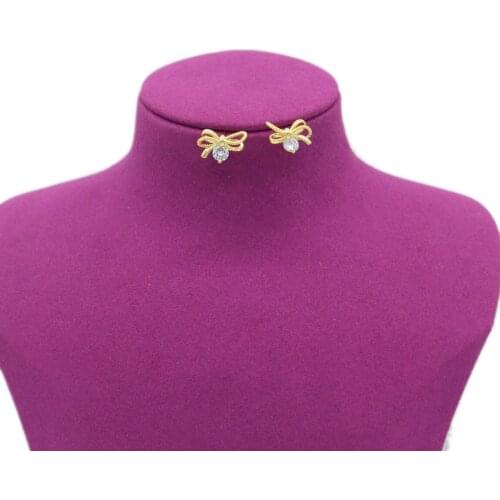 PINXUN Bowknot Gold Earings Ethiopian Dubai Arab Wedding Jewelry For Women Middle East Fashion Earrings Girl Party Gift JLY11