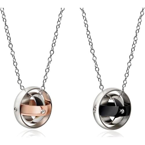 Dewu Universe Planet Three-Circle Rotating Titanium Steel Pendant Transport Interlocking Necklace Mens and Womens Jewelry Stai