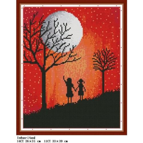 Joy Sunday Inherited Cross Stitch Kit DIY Character Sewing Set 14CT 11CT Canvas Printing Embroidery Kit Home Decoration Painting