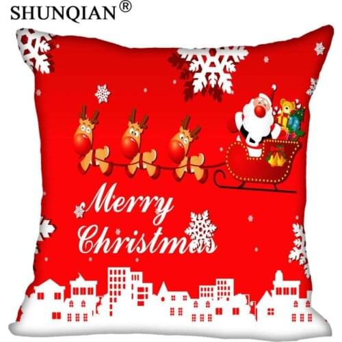 Merry Christmas Pillowcase Square Zippered Home Decorative Pillow Cover Wedding Custom Gift For Two Sides Printed