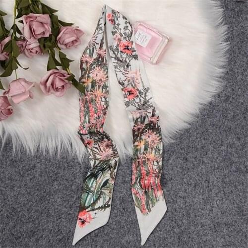 Country Garden Luxury Brand Scarf Women Bag Skinny Scarves 2021 New Design Silk Scarf For Ladies Foulard Wrist Towel Neckerchief