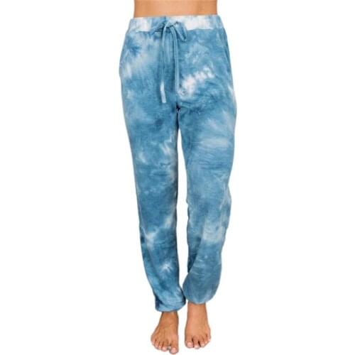 Women Summer Breathable Thin Tie-dye Pants Tie Dye Drawstring Summer Loose Thin Pocket Loose Sports Trousers Streetwear