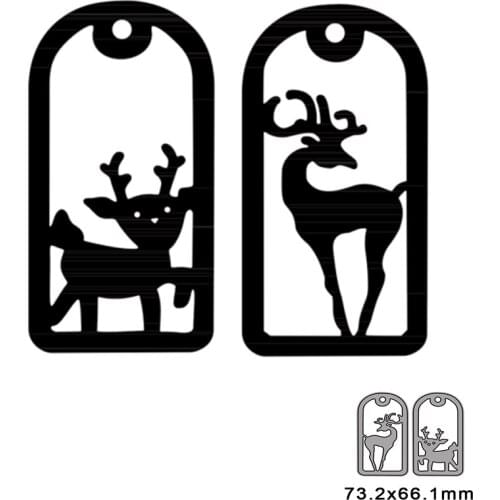 2pcs Christmas Elk Frame Metal Cutting Dies For DIY Scrapbook Cutting Die Paper Cards Embossed Decorative Craft Die Cut New