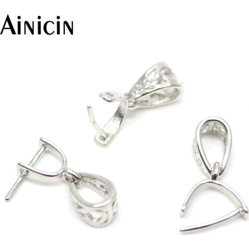 20pcs Hollow Out Silver Bail For Jewelry Making Findings