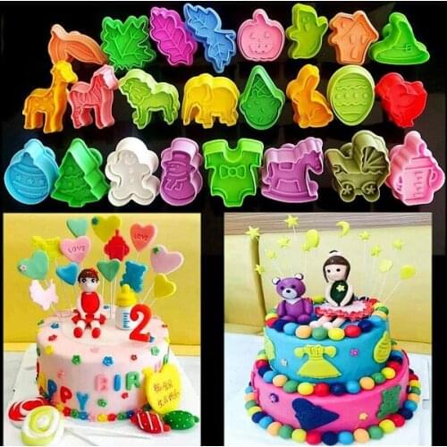 24 Style Animals Halloween Spring Plastic Cake Cookie Cutter Tool Fondant Decorating Sugarcraft Biscuit Cookie Cutters Tools