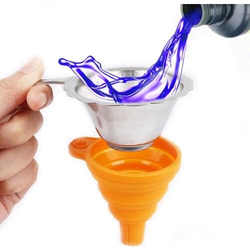 3D Photocuring Printer Accessories Filament Metal Filter Screen Strainer and Collapsible Funnel Silicone Foldable Funnels