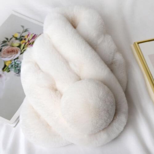 White winter scarf Luxury Faux Fur Warm Scarf Fashion Soft Plush Thicken Snood Scarves Shawl for Adult Kids Women Girls Gift