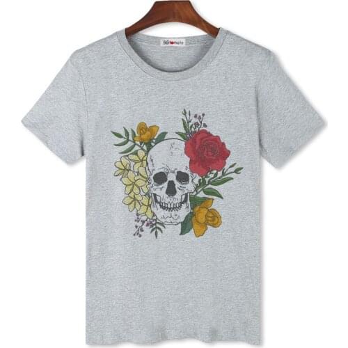 BGtomato flowers and skull original design tshirt men hip hop streetwear cool t-shirt mens funny tops casual shirts