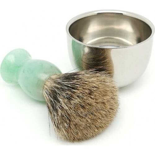 TEYO Two Band Fine Badger Hair Shaving Brush and Shaving Bowl Set Perfect for Wet Shave Double Edge Razor Safety Razor