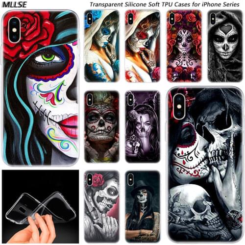 Hot Catrinas and skull Fashion Silicone Case Cover for Apple iPhones 11 Pro XS Max X XR 7 8 6 6s Plus 5S SE TPU Soft Phone Case