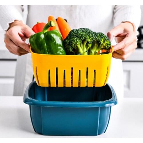Drain Basket Double-layer Separation Design PP Food Strainer Colander Bowl for Home