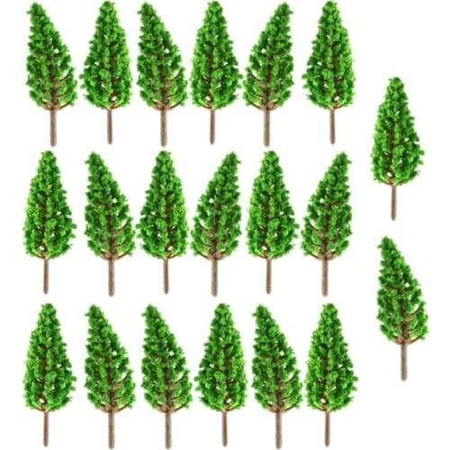 20pcs Artificial Pine Tree 65mm Mini Simulation Plant Tree Model for Garden Landscape Building Sand Table DIY Plastic Model