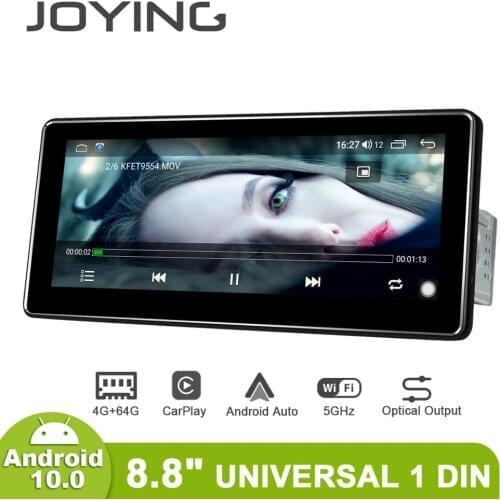 JOYING Universal 8.8"Single 1 din Car Auto Radio Stereo 4GB 64GB Head Unit Tape Recorder Carplay Multimedia Rear View Camera