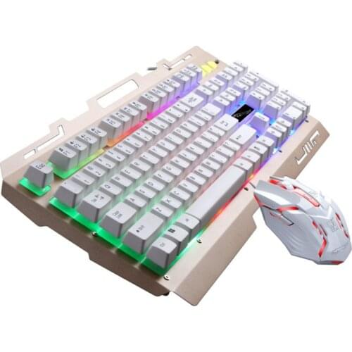 Rainbow LED Backlight Gaming Equipment Kit USB Charging Light Keyboard & Mouse Combo