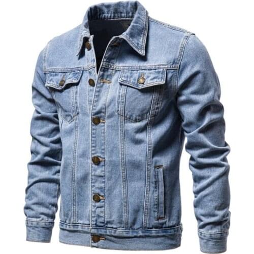 2021 Men Denim Jacket Fashion Casual Streetwear Single Breasted Solid Color Cotton Jeans Jacket Slim Fit Mens Jackets Size 5XL