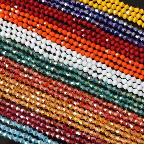 New HOT 4x4mm Glass Crystal Bicone Tip Womens Jewelry Semi-finished Accessories 14 Colors Jewelry Loose Beads B1101
