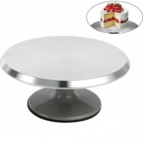New Baking tool 12 inch alloy mounted cream cake Turntable Rotating table stand base turn around Decorating silver metal