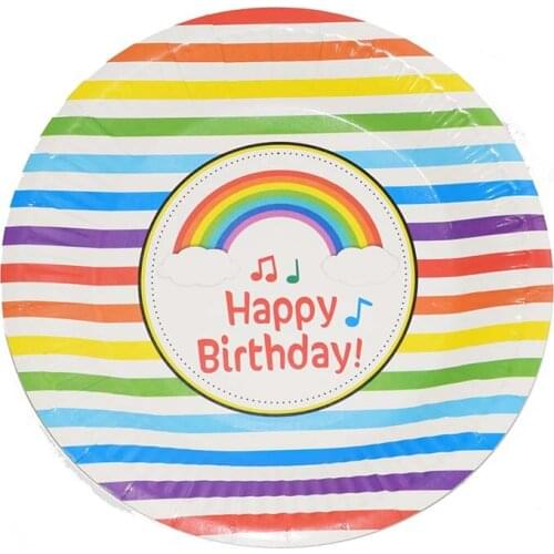 Ynaayu 6pcs/set Party Disposable Plate Cute Rainbow Cat Napkins Paper Plates For Birthday Party Kids Favors Decoration Supply