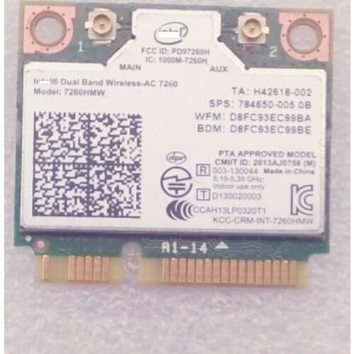 Orig Dual Band Wireless-AC 7260 7260HMW 802.11ac 2x2 WiFi+BT 4.0 Combo Card for hp ENVY 15 17 Series,784650-005