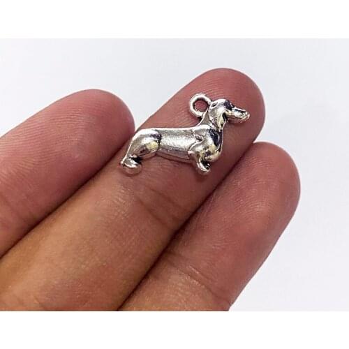 10pcs/Lot 20x13mm Sausage Dogs Charms Tibetan Silver Color Pendant For Making Fit DIY Jewelry Handmade Accessories Crafts