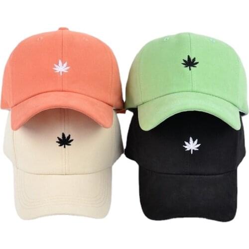 Adjustable Baseball Cap Embroidery Maple Leaf White Black Hat Men Women Anti-sun Weed Visor Snapback Hip Hop Fitted Caps Hat