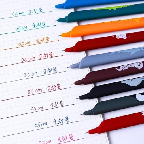 Retro Gel Pen Ruler 0.5mm Ballpoint Pen Home School Student Writing Supplies