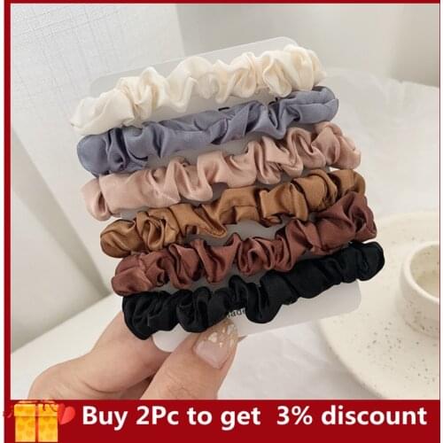 6Pcs/Set Scrunchies Hairband Hair Tie Women for Hair Accessories Satin Scrunchi Stretch Ponytail Holders Handmade Gift Heandband