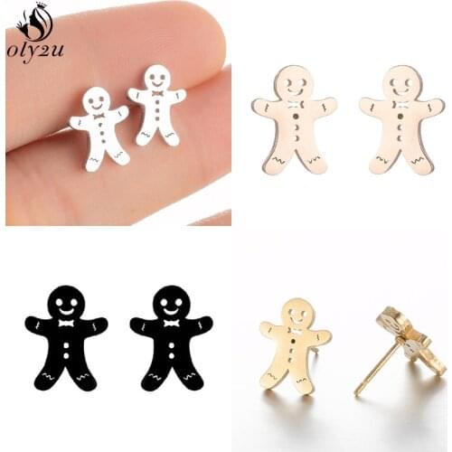 Korean Christmas Earring Fashion Gingerbread Man Stud Earrings for Women Punk Skull Smiley Face Earing 2021 Brincos Wholesale
