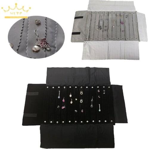 Jewelry Roll Bag Earrings Storage Bag Ear Studs Organizer Pounch Ear Ornament Velvet Roll Bag Jewelry Display
