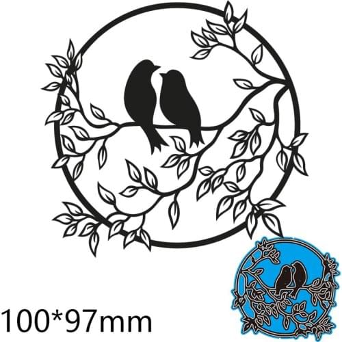 Cutting Dies Branches Birds Leaves Stencil Craft for Scrapbook Stamps Dies Embossing Paper Gift Card 100*97mm