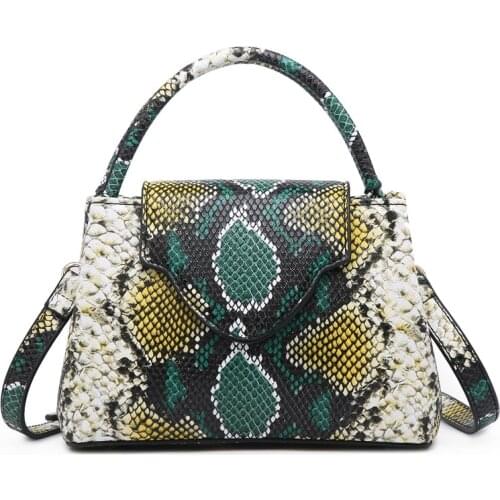 2021 New Arrival Snake Bucket Handbag Shiny Ophidian Pattern Women Clutch Ostrich Shoulder Tote Bag