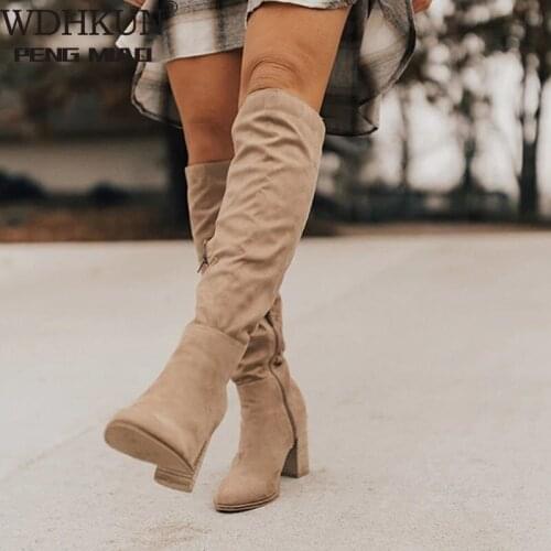 WDHKUN Women Knee-High Boots Lace Up Sexy High Heels Women Shoes Lace Up Winter Boots Warm Size New Fashion Boots
