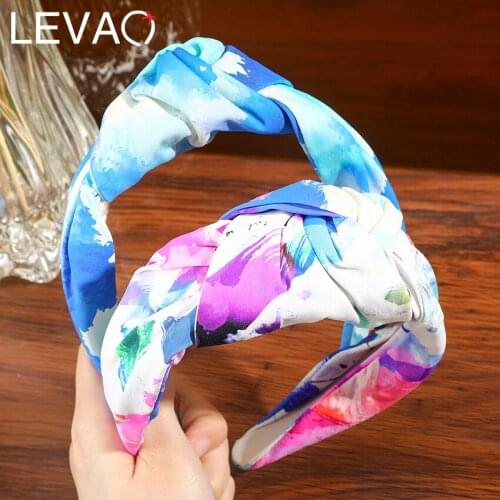 Levao Fashion Printing Knotted Hairbands For Women 2021 New Headband Wide Headwear Hair Band Accessories Headdres