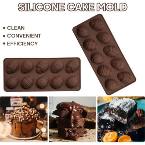 1Pc 10 Holes Easter Day Egg Shape Silicone Mold Chocolate Candy Cake Baking Mold Household Kitchen Chocolate Shape Bakeware Sale