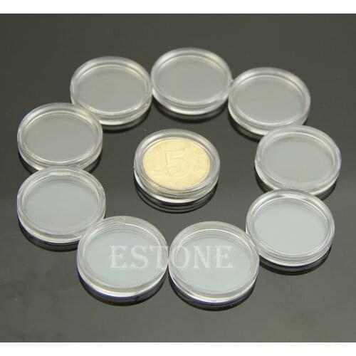 10 PCS Applied Clear Round Cases Coin Storage Capsules Holder Round Plastic 22mm