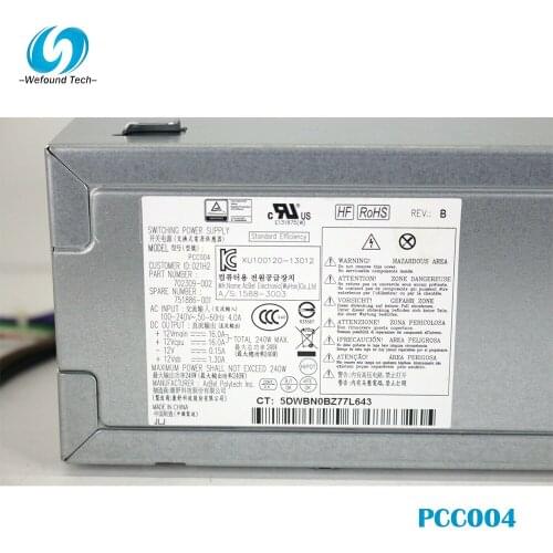 100% working desktop power supply For 600 G1 800 G1 SFF PCC004 702309-002 751886-001 240W,Fully tested