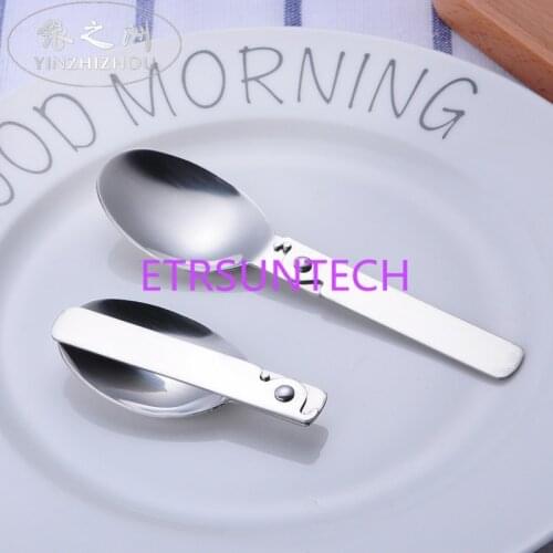 100pcs/lot Outdoor Picnic Tableware Stainless Steel Travel Camping Folding Spoon soup spoon LX0195