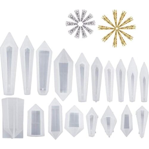 18Pcs Resin Pendulum Mold Silicone Quartz Crystal Molds with 20Pcs Bead Kit Drop shipping