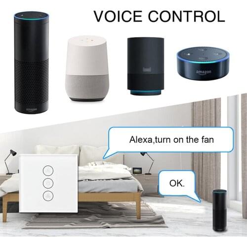 Alexa Switch Ceiling Fan Smart Voice Switch APP Remote Controlling Intelligent EU Home Touch Switch Google Home 100-240V 400W